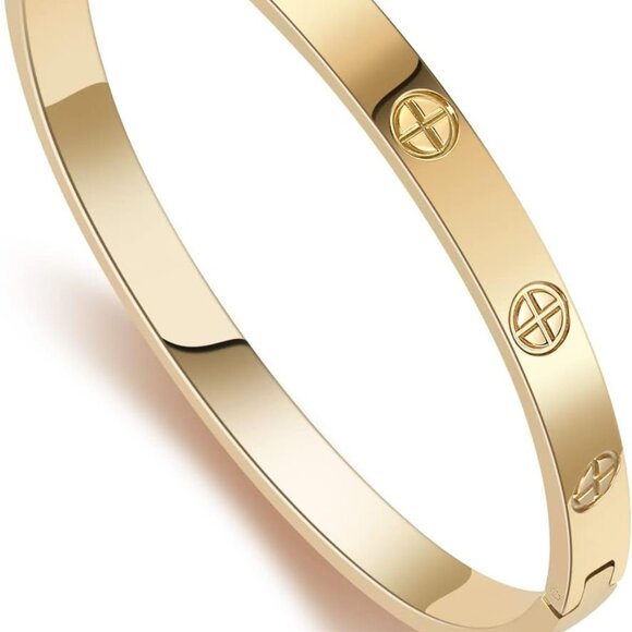 Gold Bracelets for Women Friendship Love Bangle Bracelets Cubic Zirconia Stainle - Picture 1 of 7